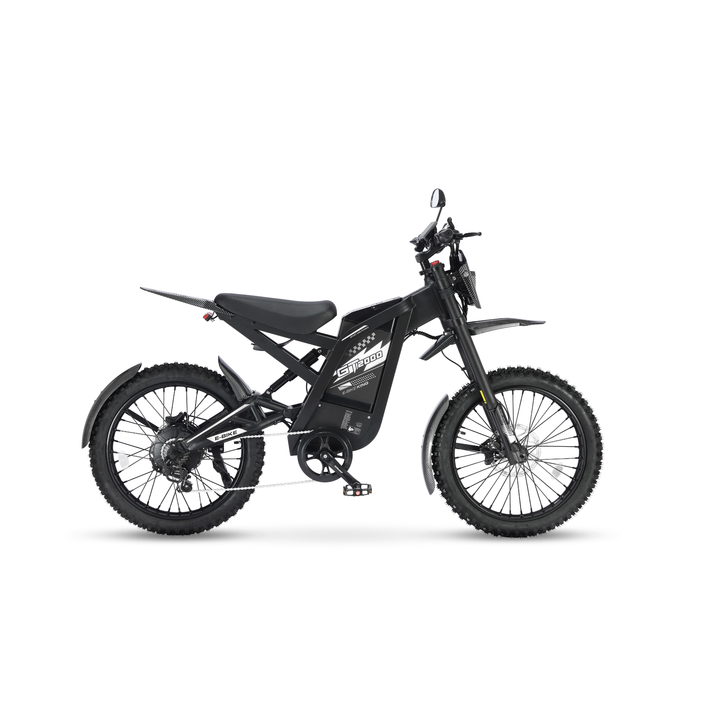 gt2000 - Ouxi Fatbike - Opvoerbaar - Electric Dirt Bike - Black - 6 Km/Pu Gashendel