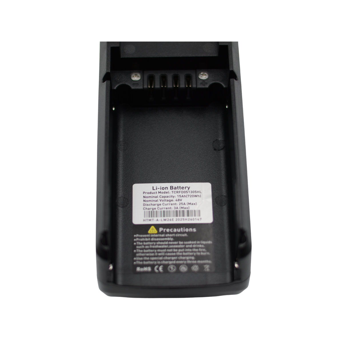 Ouxi GT16 accu 48V 20Ah onderkant met aansluiting