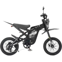Ouxi GT16 fatbike in zwart, zijaanzicht met ketting, versnellingen en achtervering