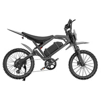 QMWheel V20 Cross fatbike in zwart, volledig zijaanzicht met ketting, zadel en noppenbanden
