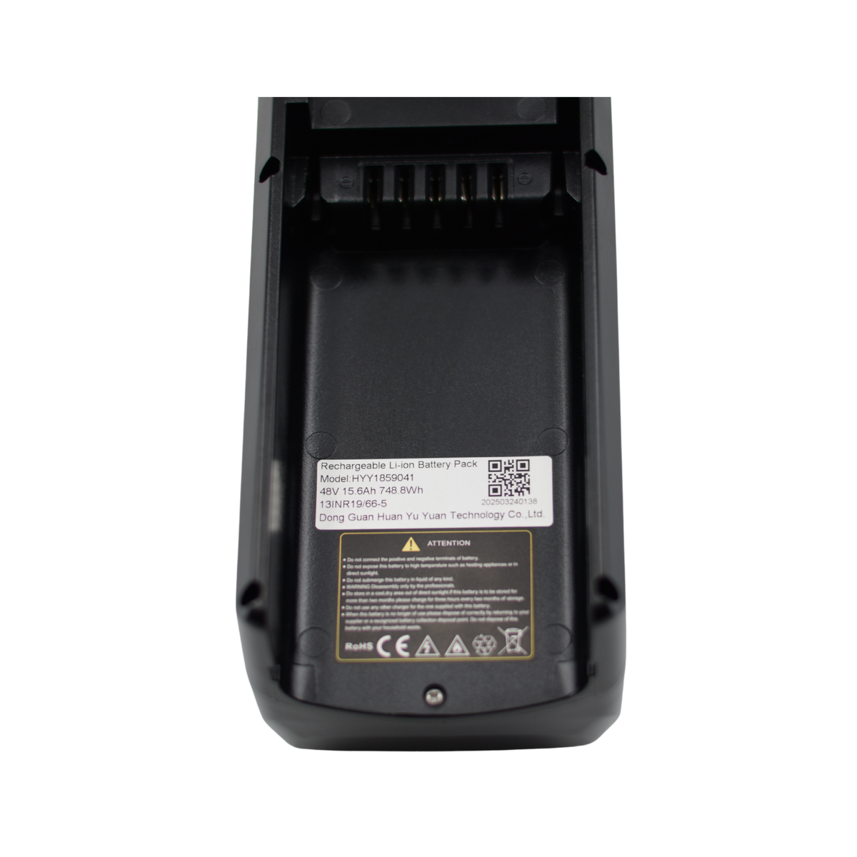 Onderkant van de QMWheel V29 Pro accu met contactpunten
